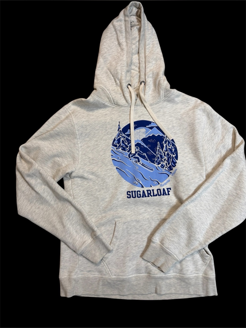 League Light Heather Sugarloaf Maine Ski Hooded Sweatshirt Adult Medium